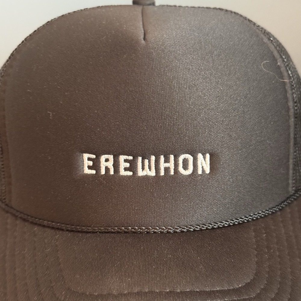 Erewhon Otto Trucker Hat Black Snapback Rope Hat Palm Tree Embroidered